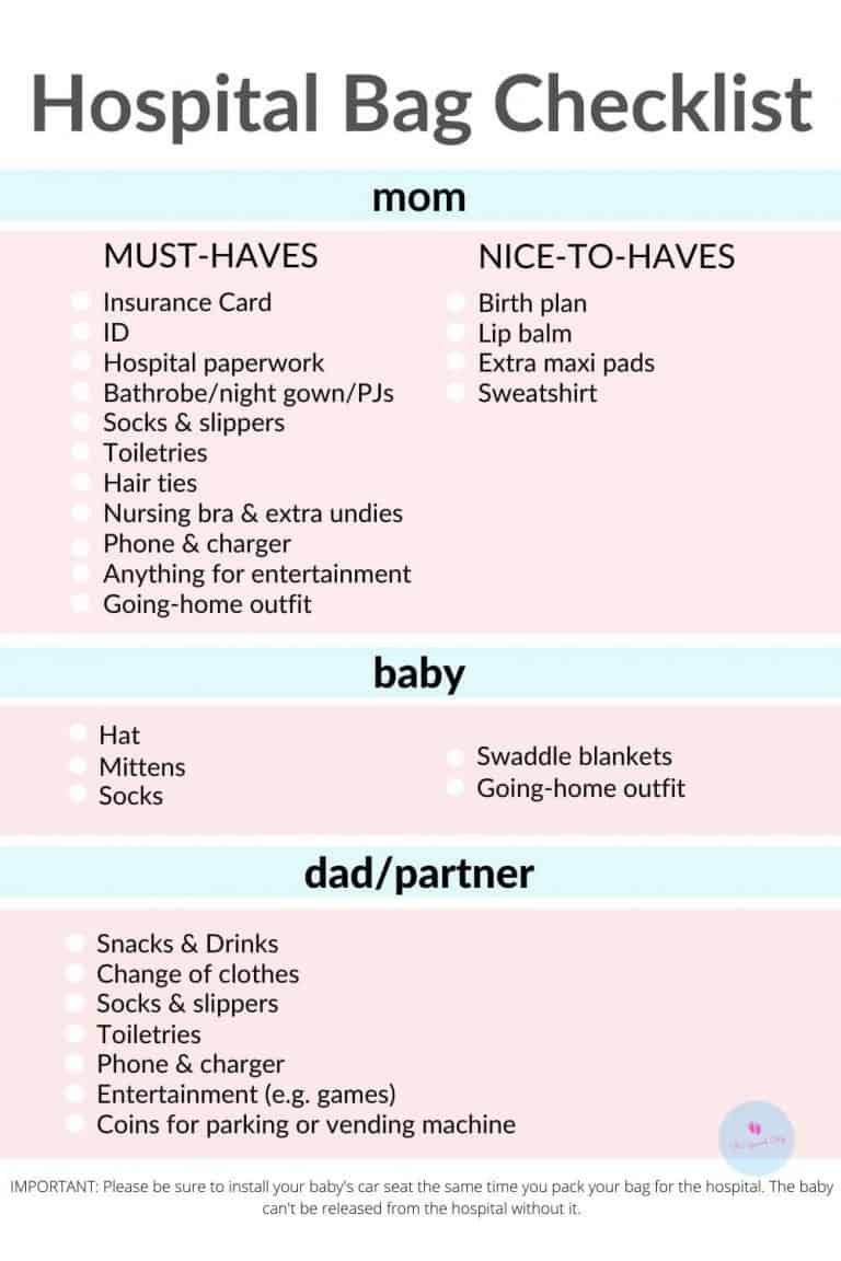 What to Pack in the Hospital Bag for Mom, Dad, & Baby